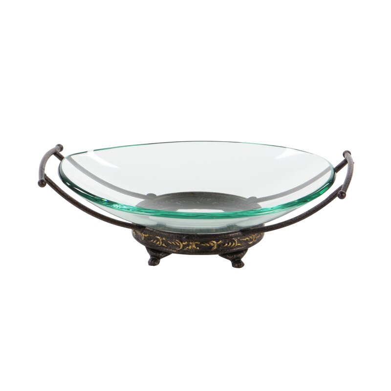 Glass Green & Brown orders Decorative Bowl